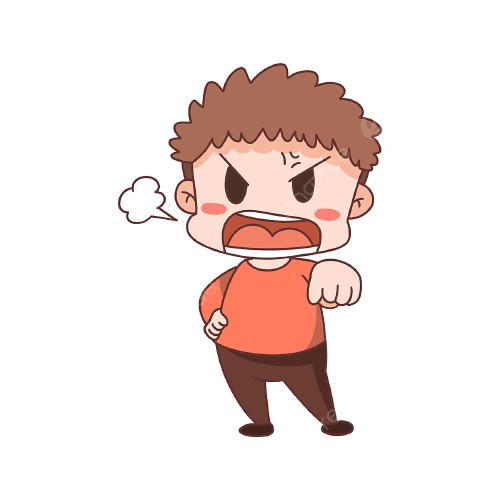 Niño enojado animado